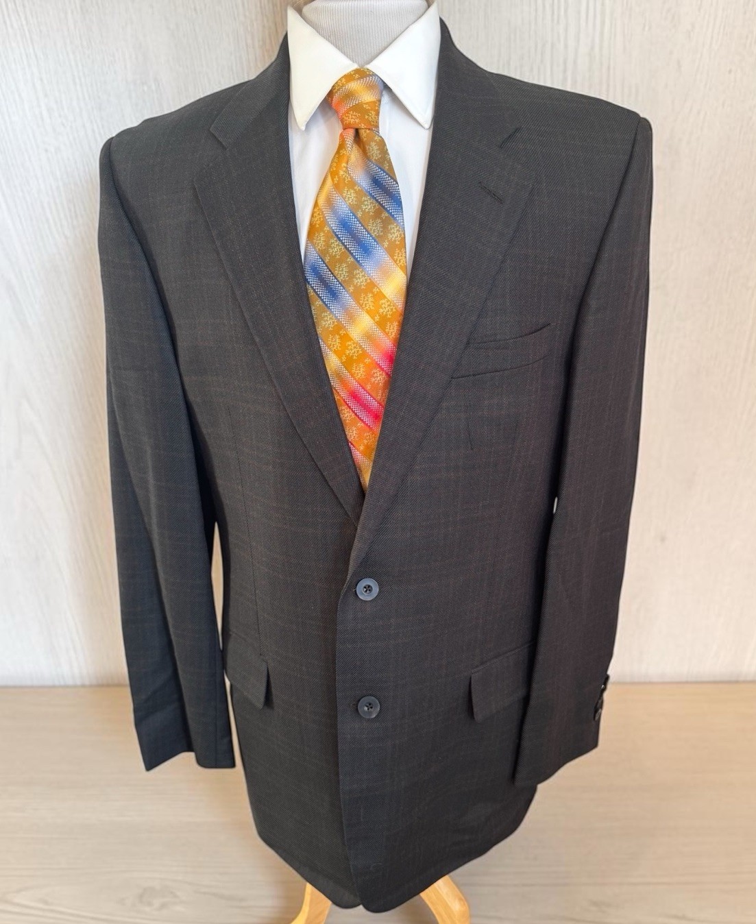 John Nordstrom x Robert Noble Scottish Wool Brown Plaid 42L Blazer Jacket Canada