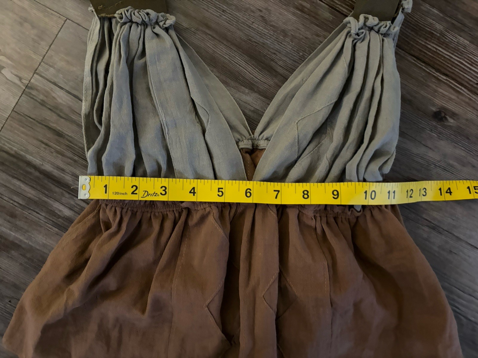 Boho Plunge V-Neck Brown and Olive Green Cami Top Sz M Y2K