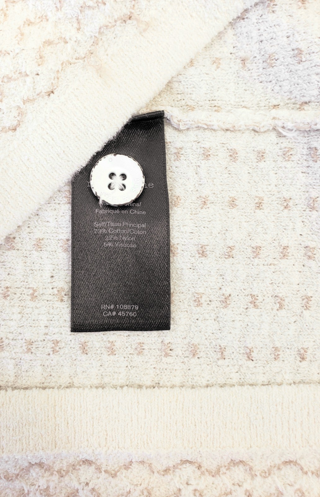 rag & bone Avery Men’s Jacquard Knit Zuma Toweling Camp Shirt Ivory Size XXL