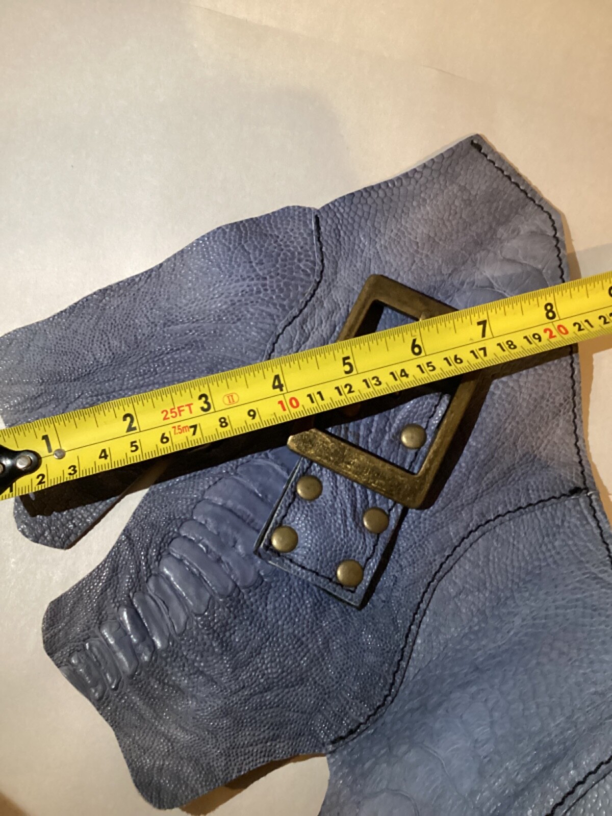 The Divine Tribe NYC Oval Blue Leather Belt 34.5″ – 38.5″