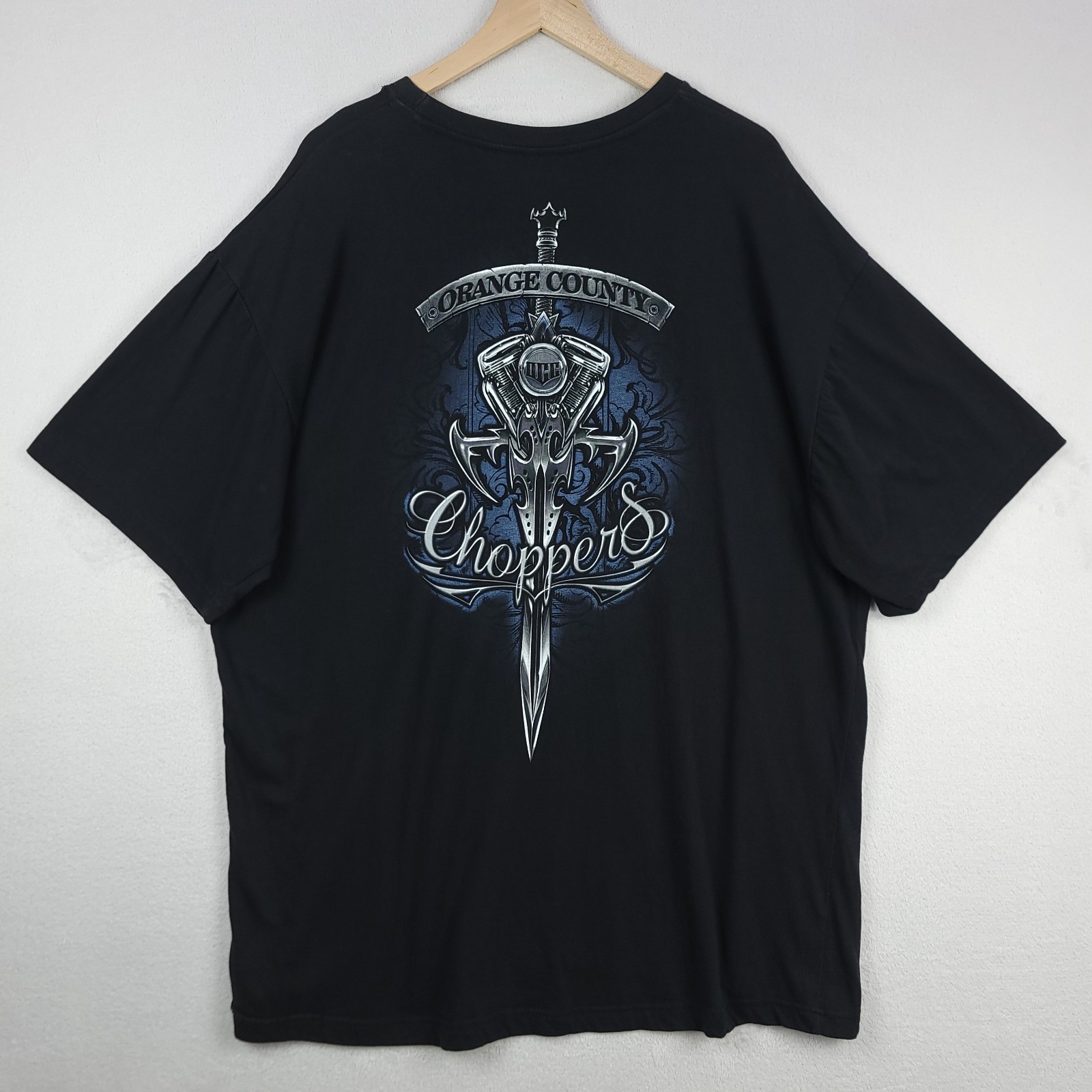 Orange County Choppers Shirt Mens 2XL Black Cotton Swords Motorcycle Biker