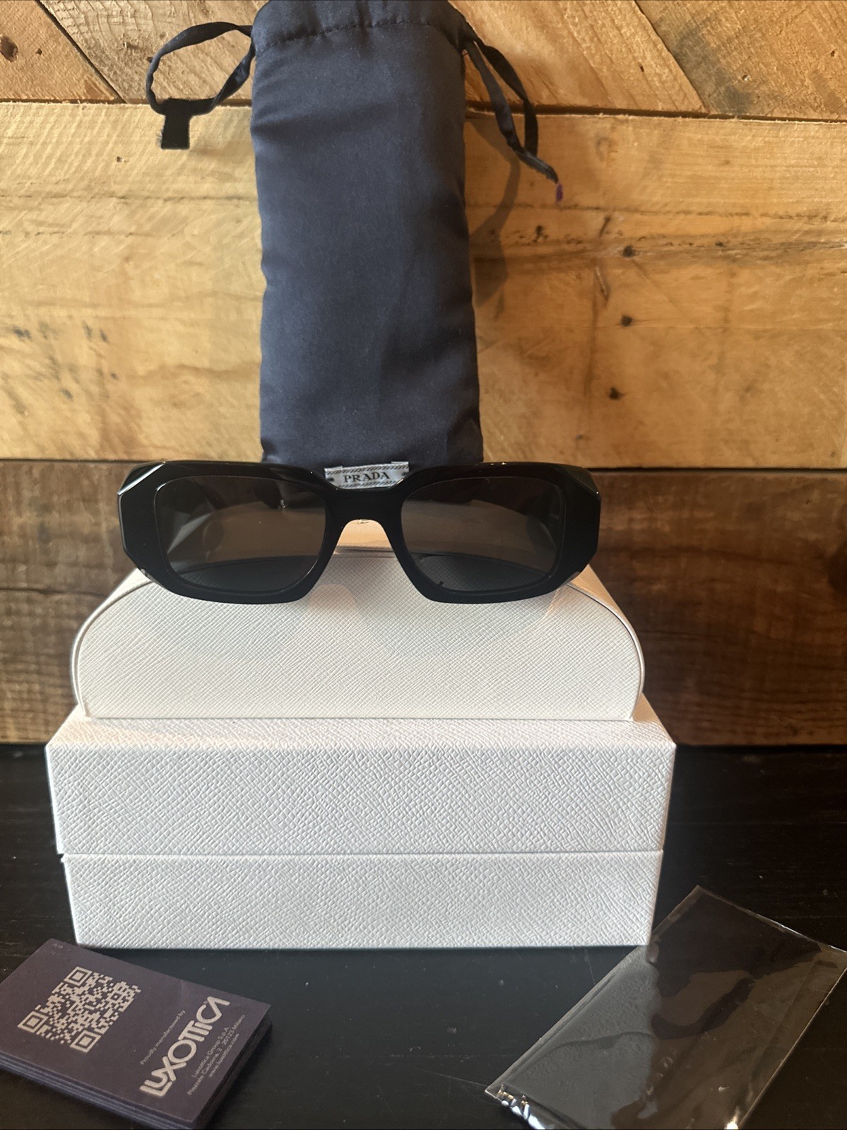 PRADA Milano SPR17WS 49*20-145 Black Dark Grey Lens UNISEX Sunglasses Kool