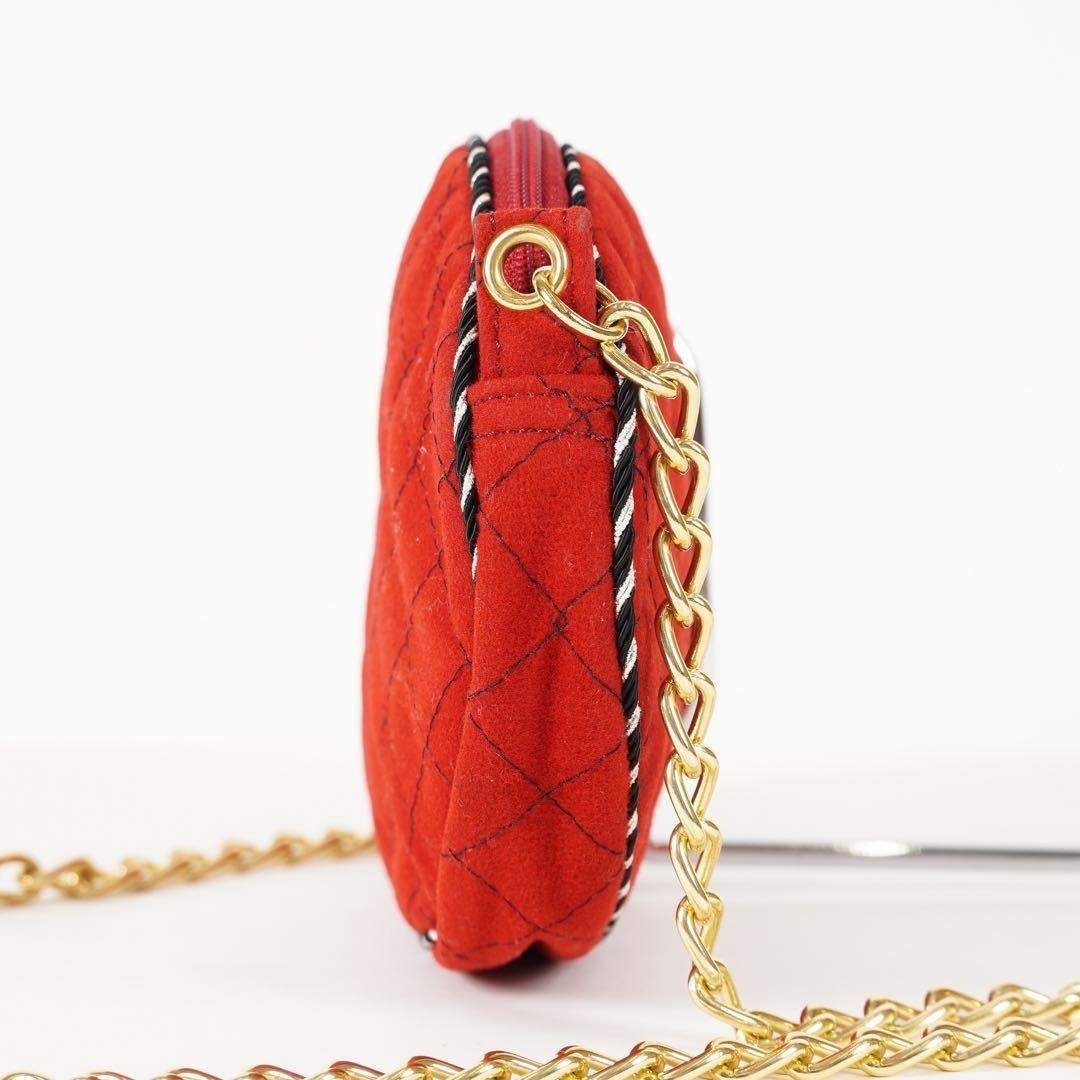 Yves Saint Laurent Shoulder Bag w/Tag Suede Red Size: W:6.7 × H:5.1in. [Unused]