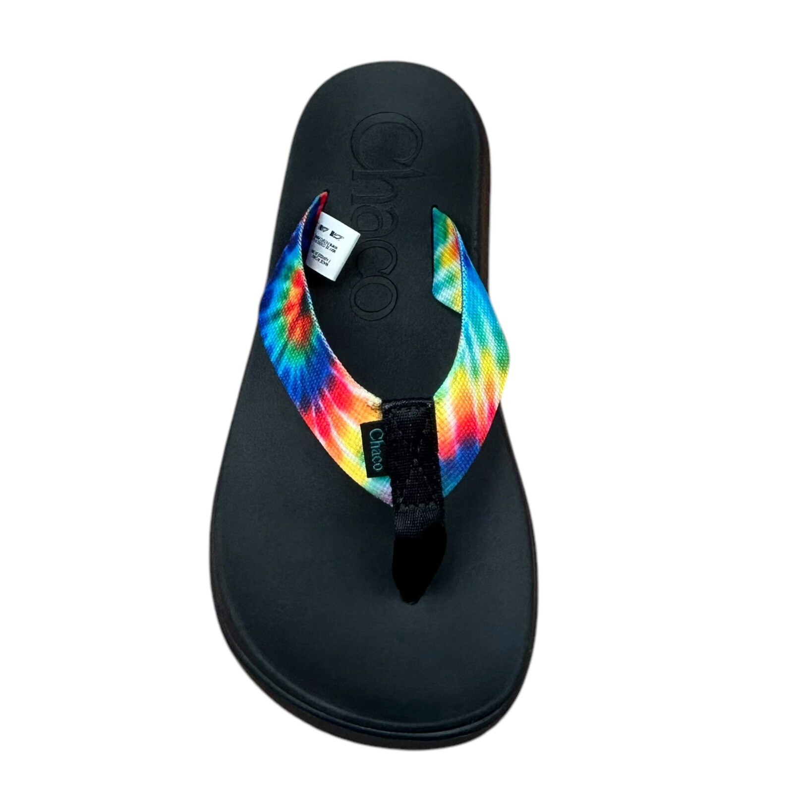 Chaco Womens Chillos Flip Flop Size 7 Black/Tie Dye Lightweight Cushioned Insole