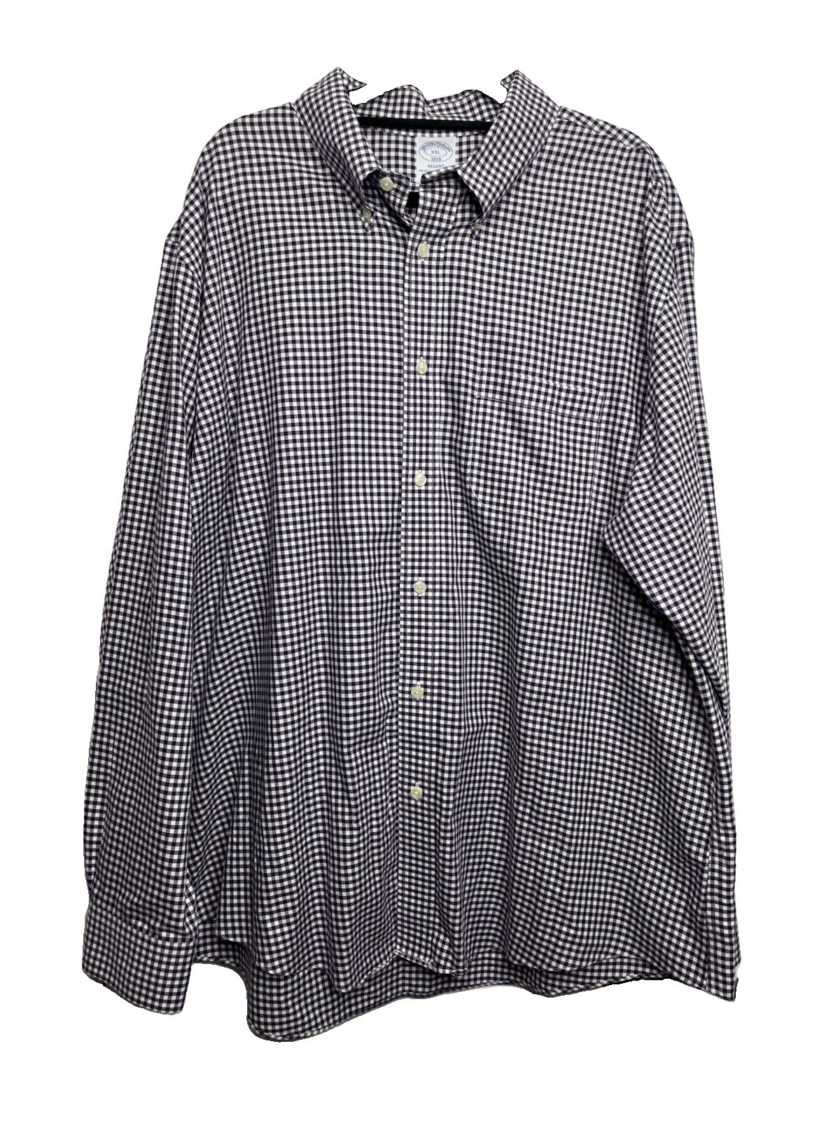 Brooks Brothers Regent Shirt 1818 Plum Gingham Non-Iron Cotton Long Sleeve XXL