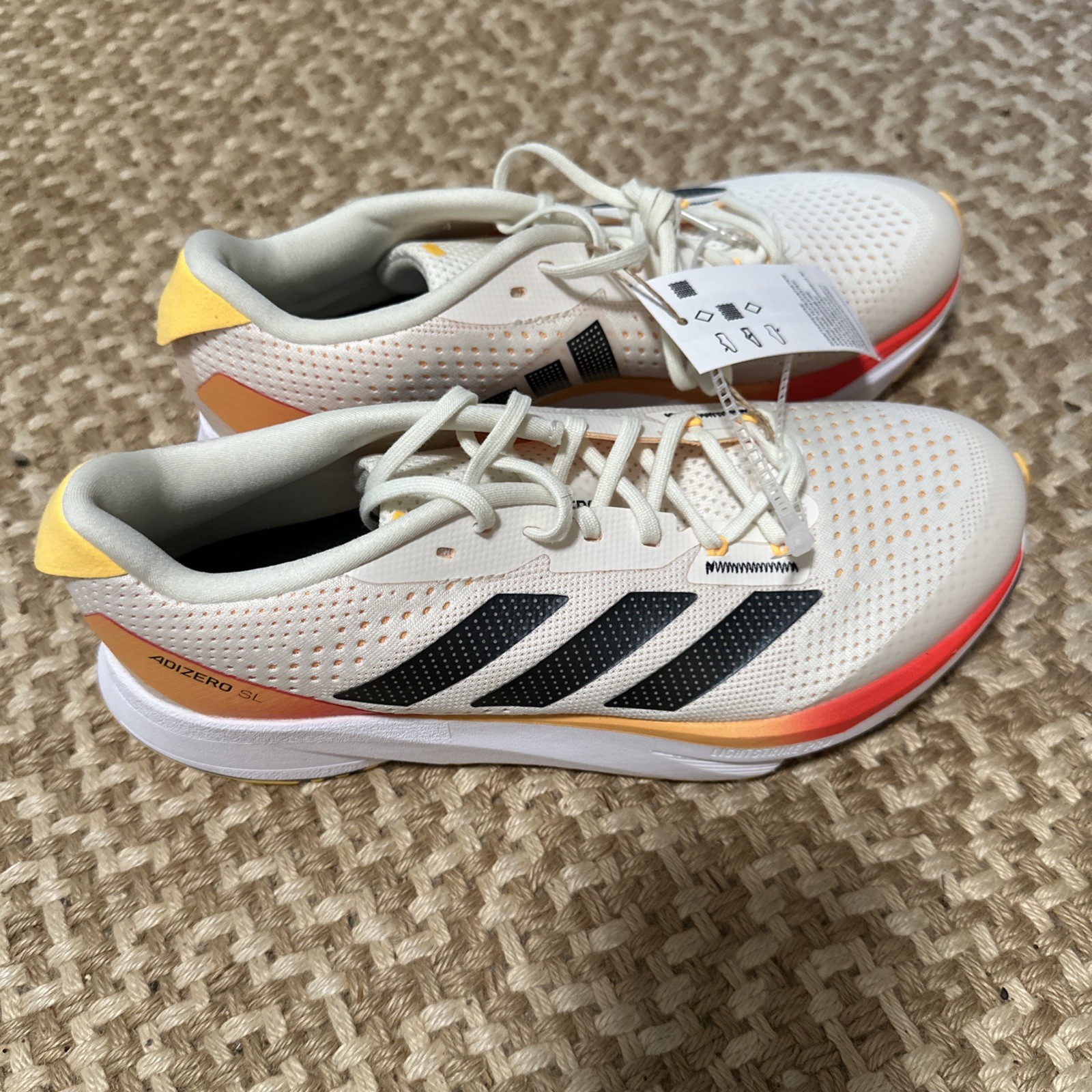 New adidas Adizero SL Men’s Running Shoes White Yellow Mesh IG3336 7.5-11.5