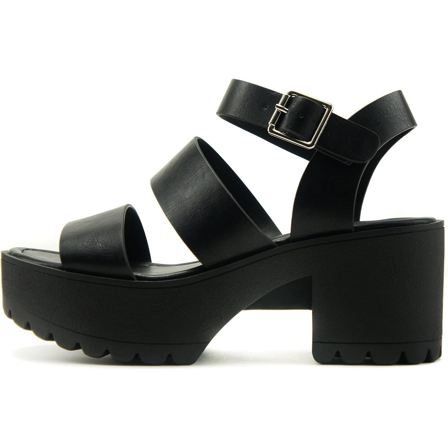 Soda ACCOUNT Women’s Open Toe Block Heel Platform Sandals with Adjustable Strap