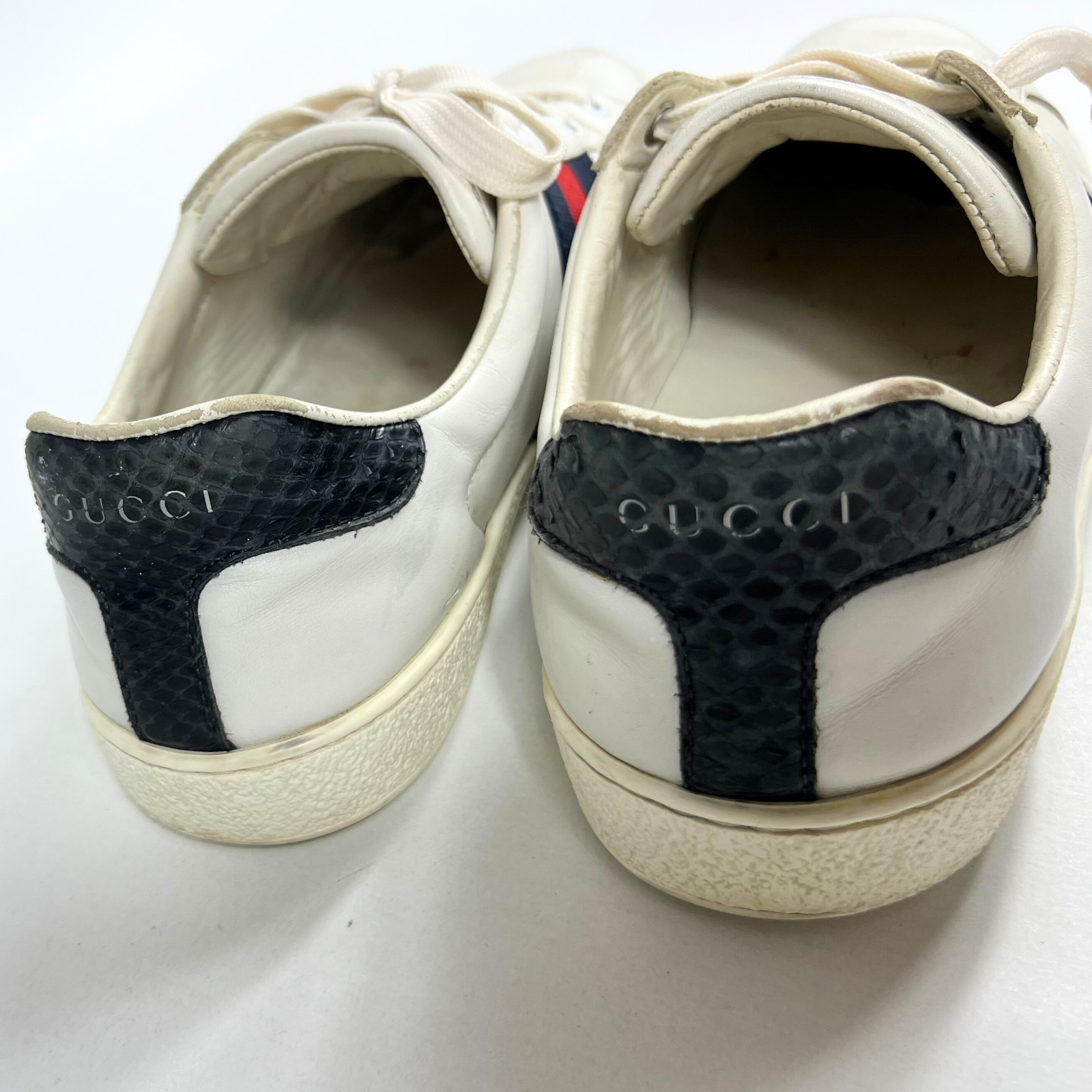 Gucci Ace Web Stripe Sneakers Men’s Size 6 White Leather Low Top Trainers Shoes