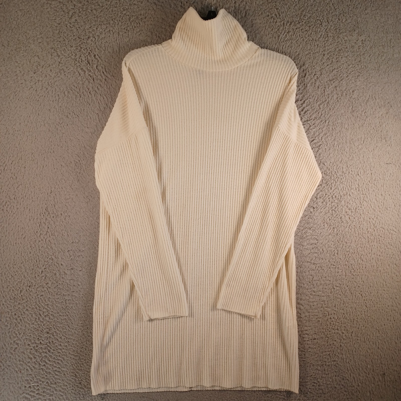 Forever 21 Womens Beige Sweater Dress Turtle-Neck Long-Sleeve Comfortable Soft