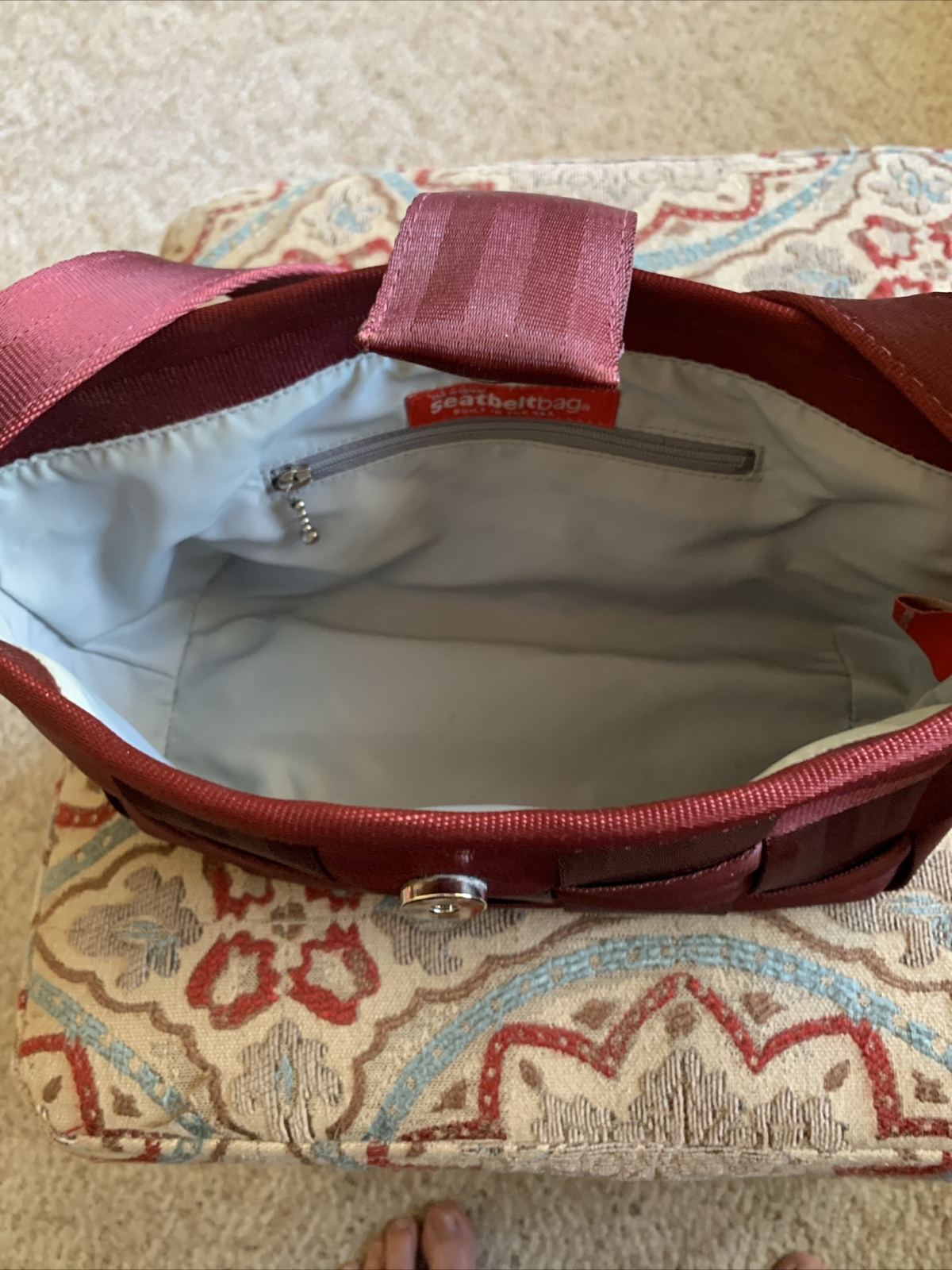 Harveys Original Seatbelt Bag Woven Satchel Bag Dark Raspberry USA