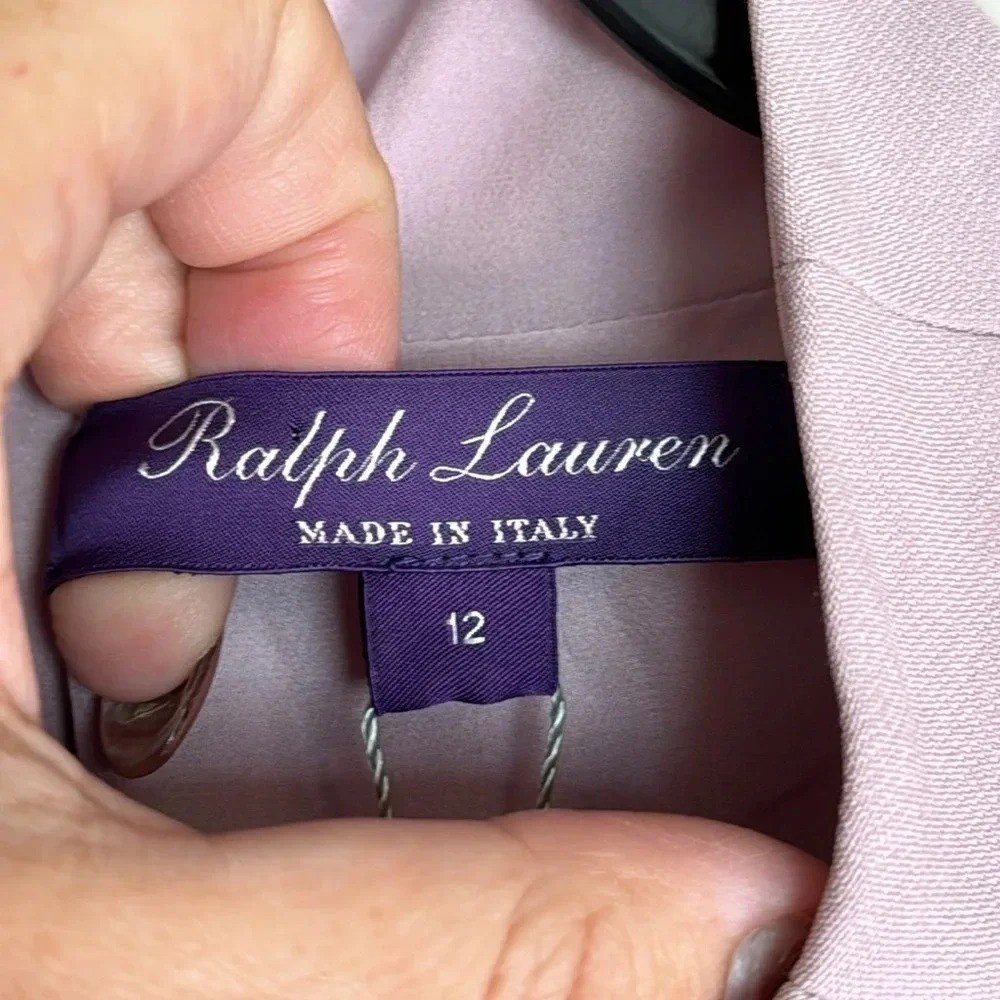 NWT Ralph Lauren Purple Label Made in Italy Lilac Midi Dress Wool/Silk Size 12