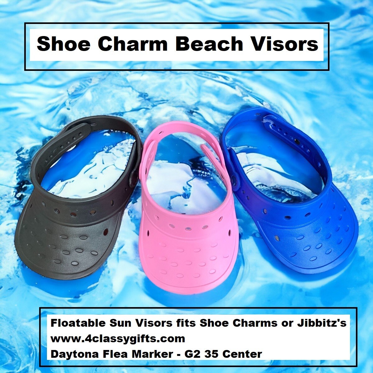 Visor Hat Fits Shoes Charms Floatable Adjustable Lightweight Durable Sun – Black