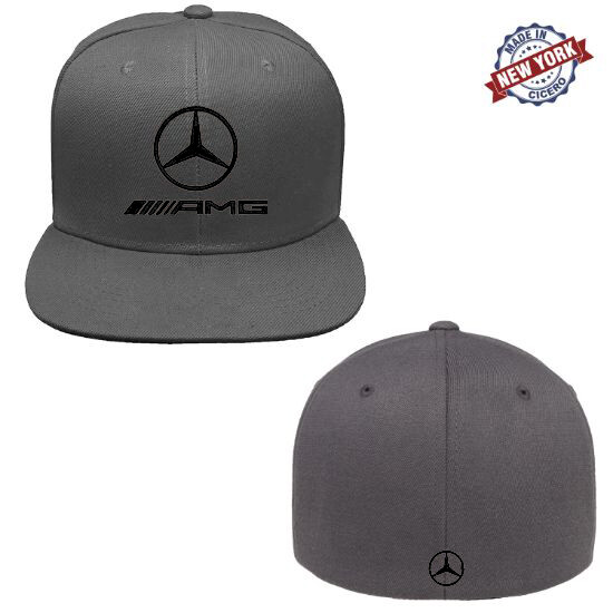 Mercedes-Benz AMG Logo Embroidered Flexfit Fitted Ball Cap Front & Back Stitch