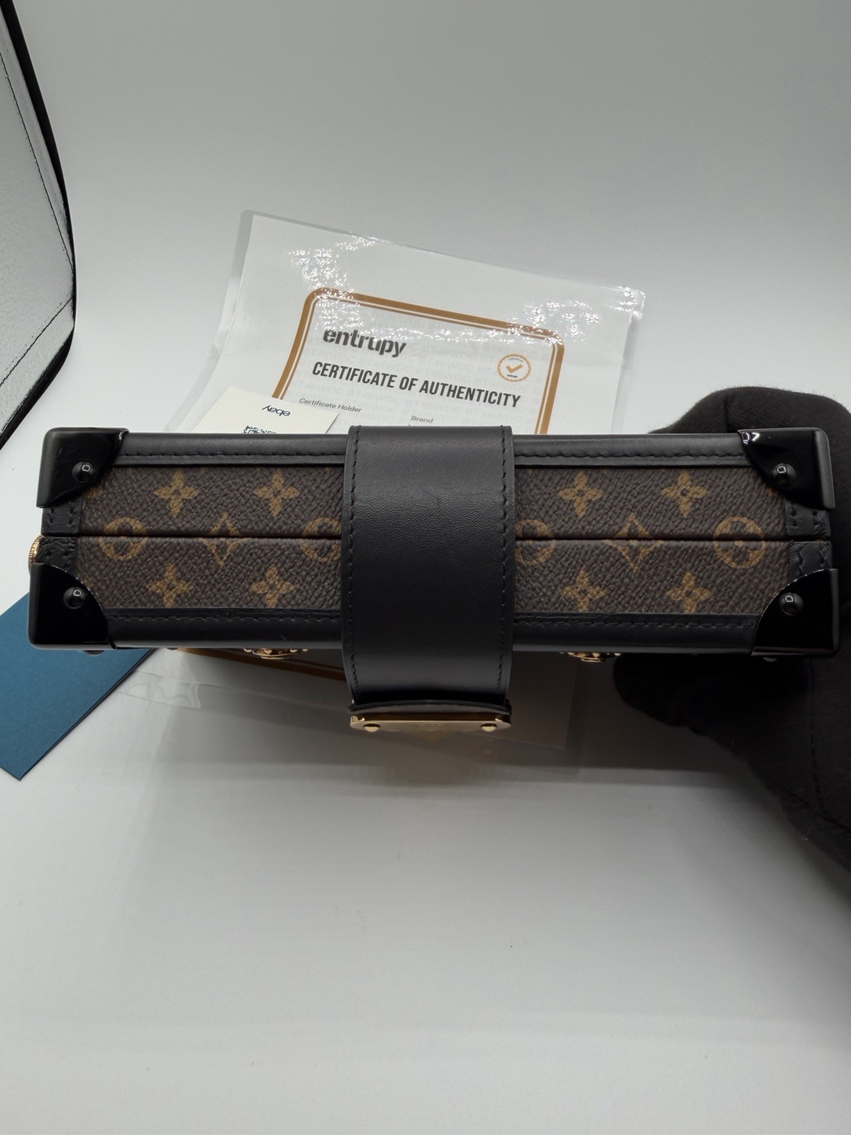 Louis Vuitton Petite Malle Monogram Trunk Box Clutch Brown/Black Gold HW