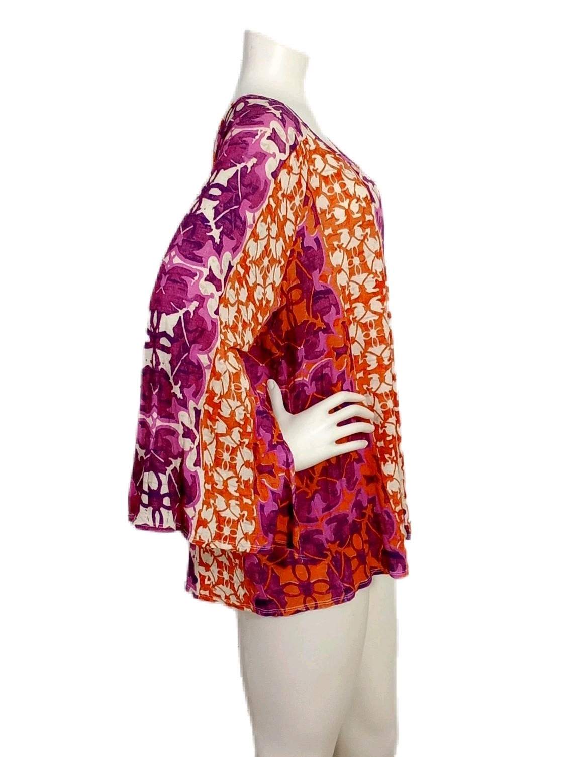 Chico’s Top 3 XL Purple Orange Abstract Print Lightweight Artsy Knit Plus Tunic