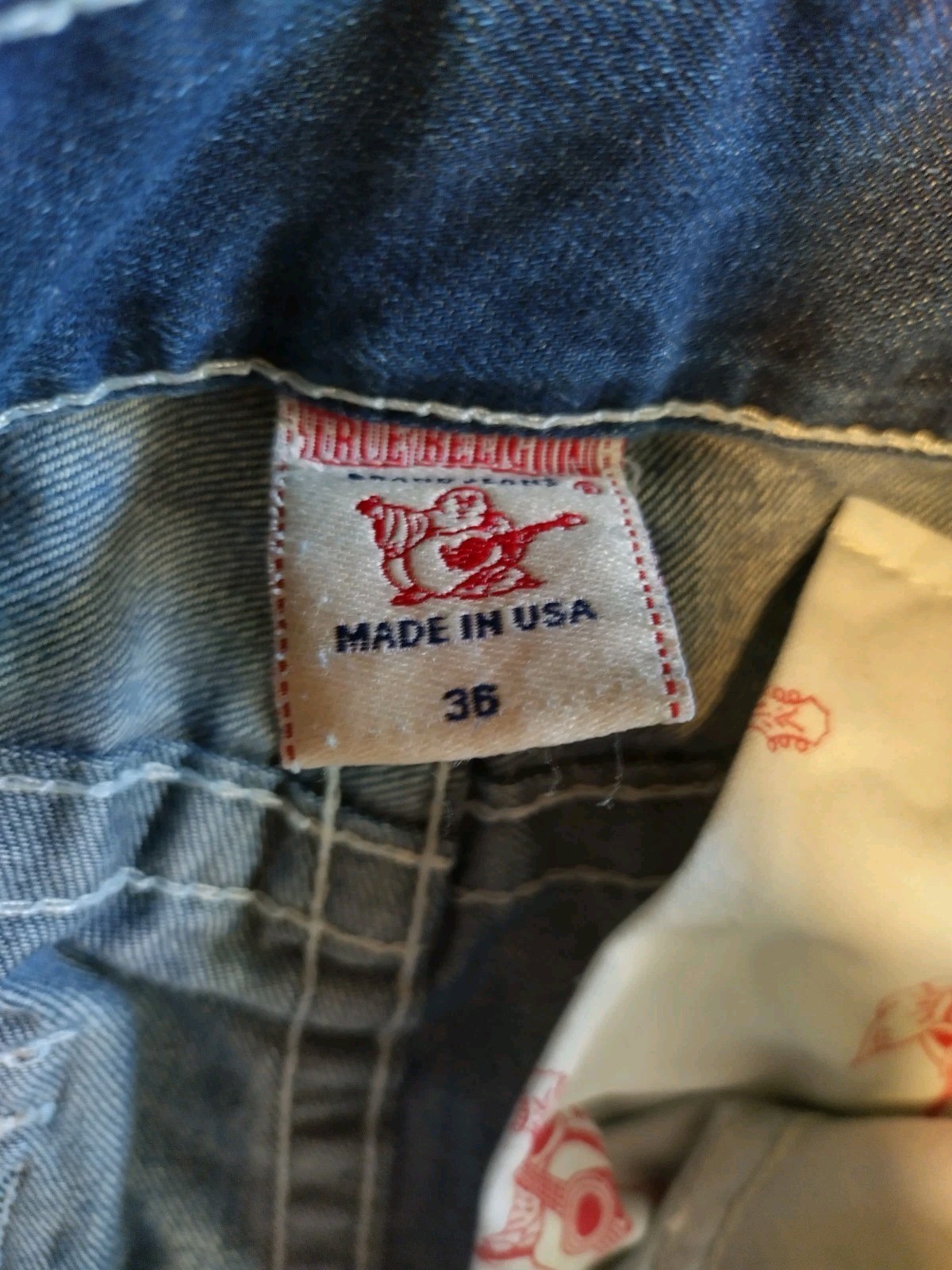 True Religion Jeans World Tour Ricky 36×30″ Blue Cut#60451 RN#112790