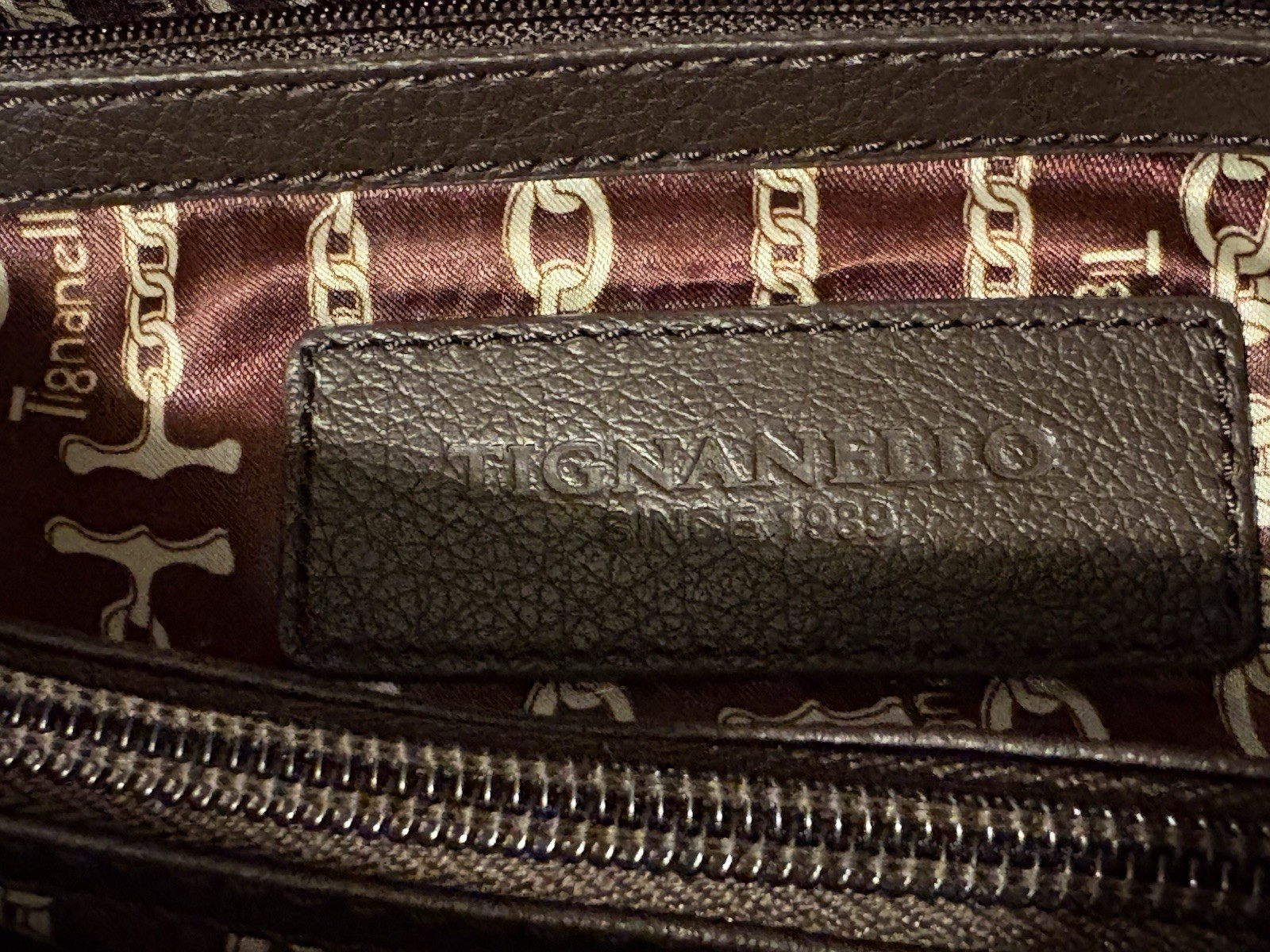 Tignanello Brown Pebble Leather Shoulder Bag Purse