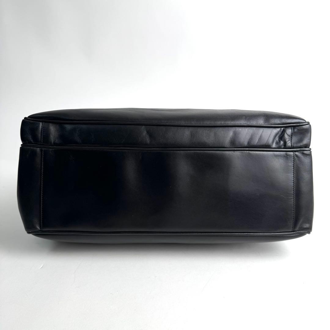 PRADA Black Leather Briefcase Business Bag Handbag Italy Office Laptop NERO