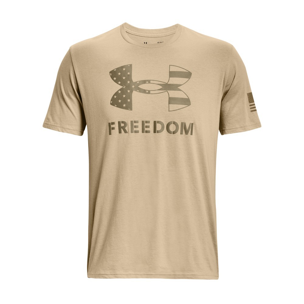 Under Armour 1370811 Men’s UA Freedom Logo T-Shirt, Sand/Federal Tan, X-Large