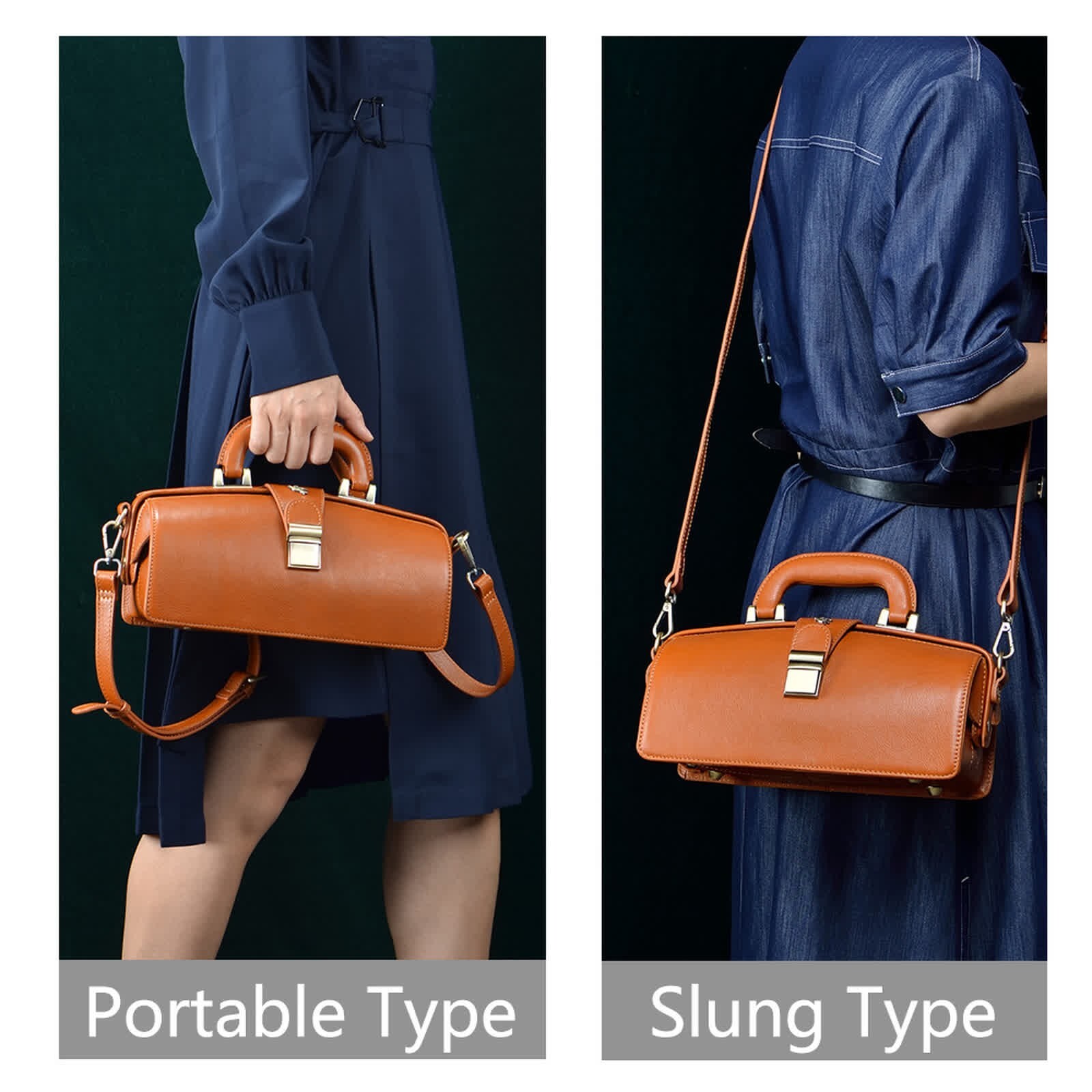 Genuine leather Handbag for women Erivis Coffee Doctor Bag Adjustable Strap