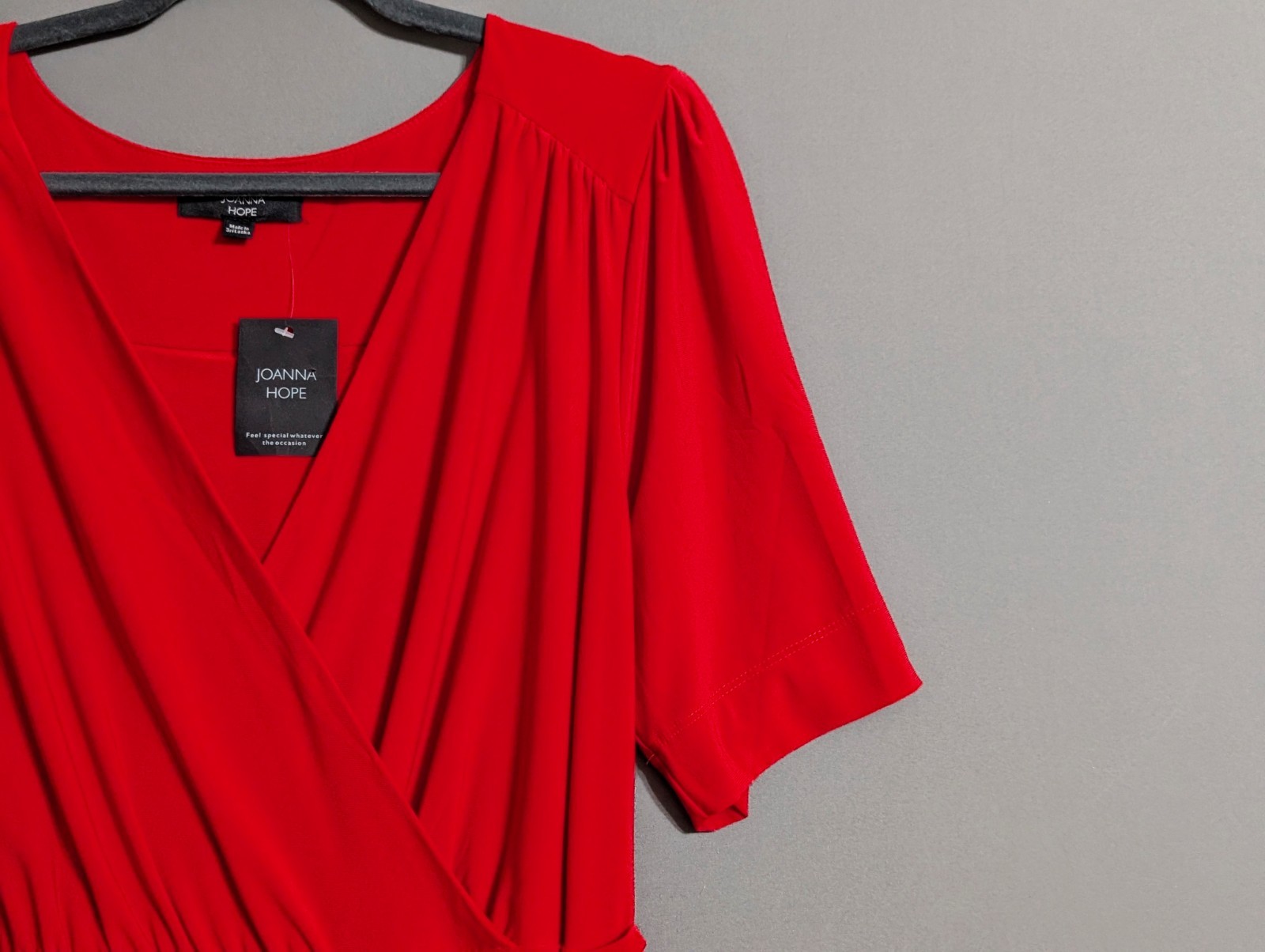 Joanna Hope Red Jersey Faux Wrap Tiered Midaxi Dress Tie Belt Stretchy 18 New