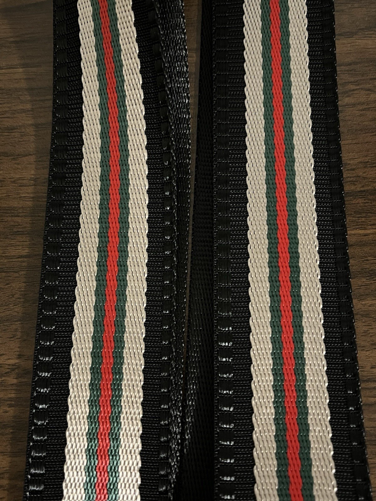 NEW Mautto Woven Nylon Web Stripe Bag Strap, Black, Red, Green Gold Hardware