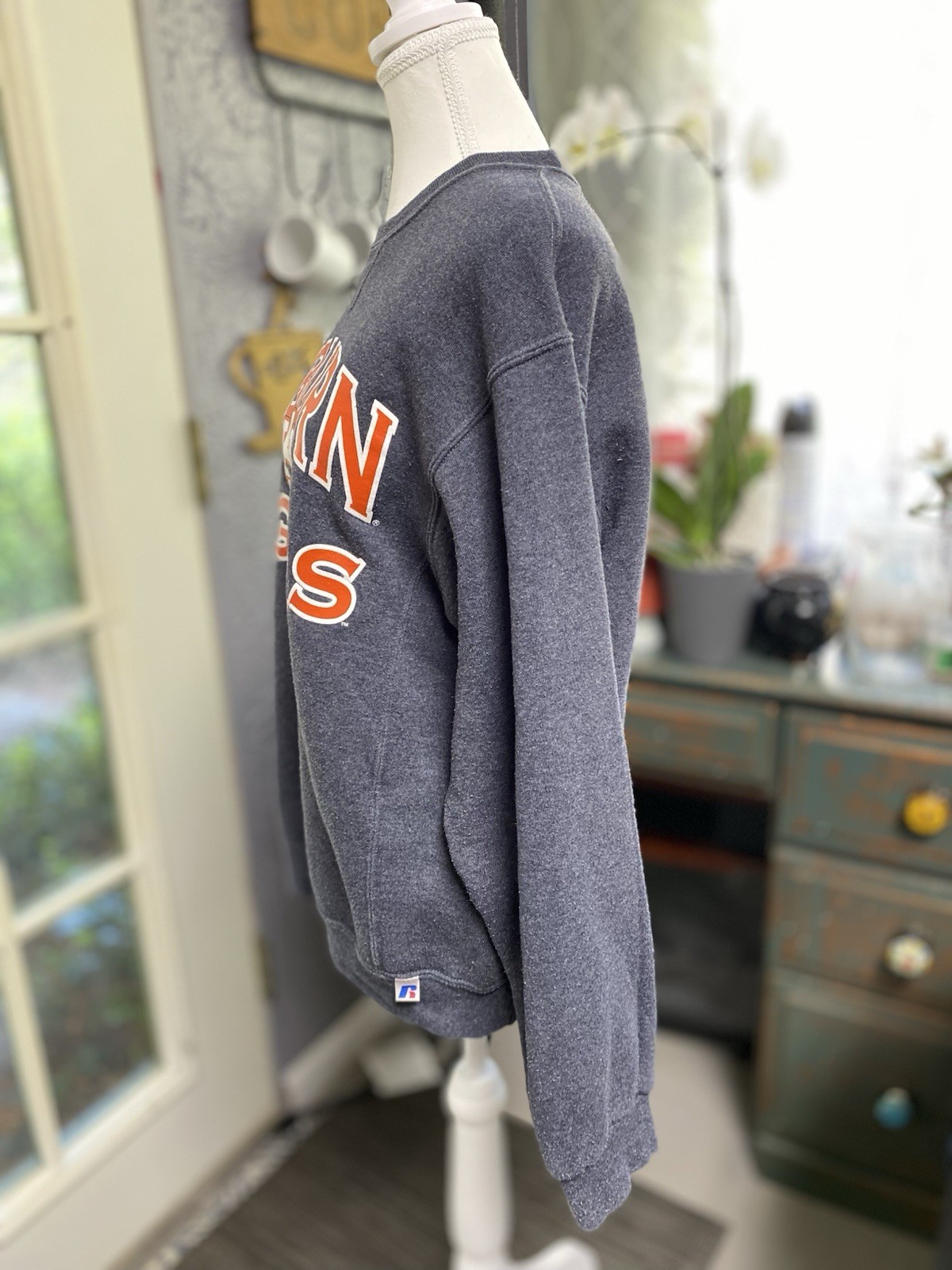 Vintage Auburn University Tigers Sweatshirt Blue Orange Russell Athletic Tag (T
