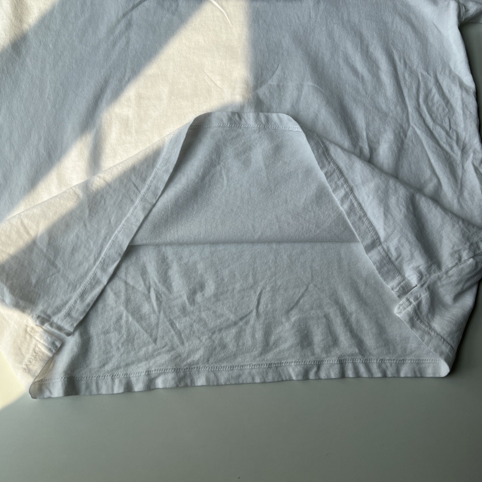 Perfect White Tee Crew Neck T Shirt M White Graphic Text Made In USA Cotton
