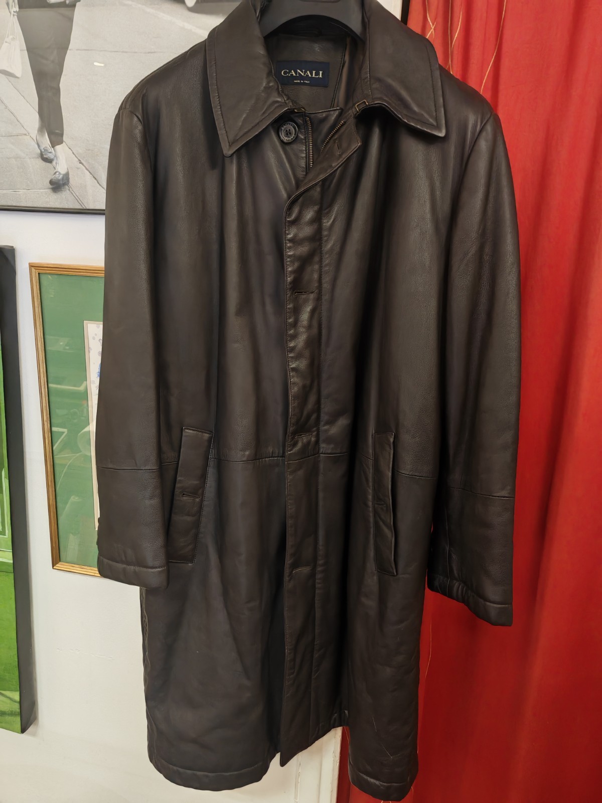 CANALI Men’s Leather Coat Size EU 54 ( XL ) Made In Italy