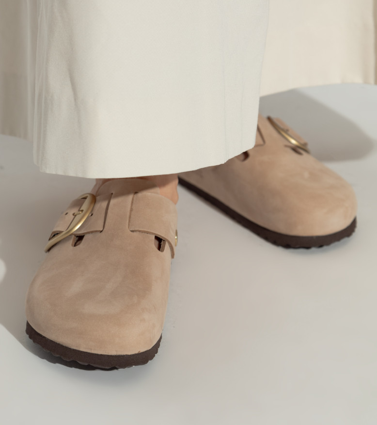 Birkenstock Boston Big Buckle Nubuck Leather Women’s Clog Sandals -Narrow 37-41