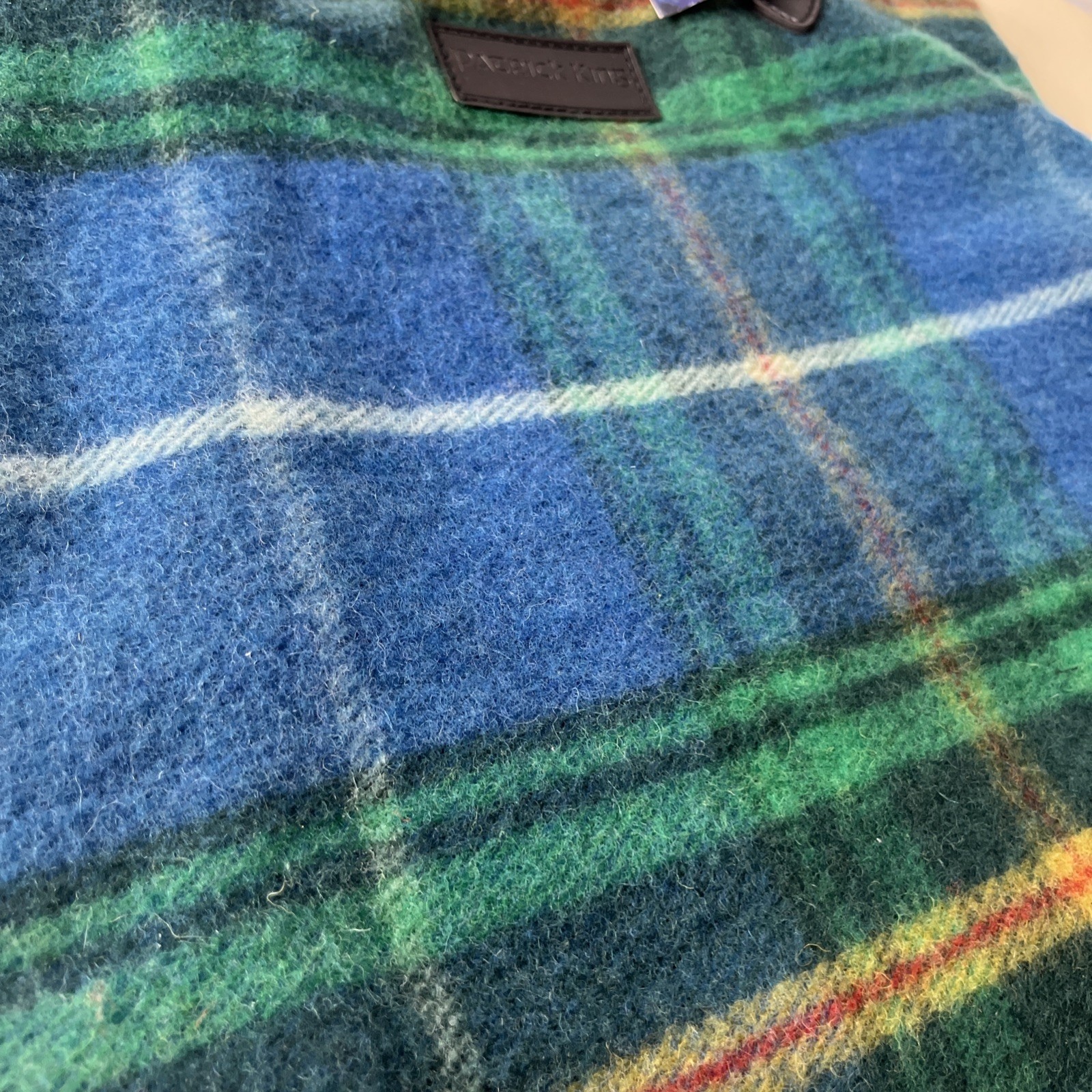Patrick King woolen company Marino woolToteBag NEW Plaid Blue Green Tartan