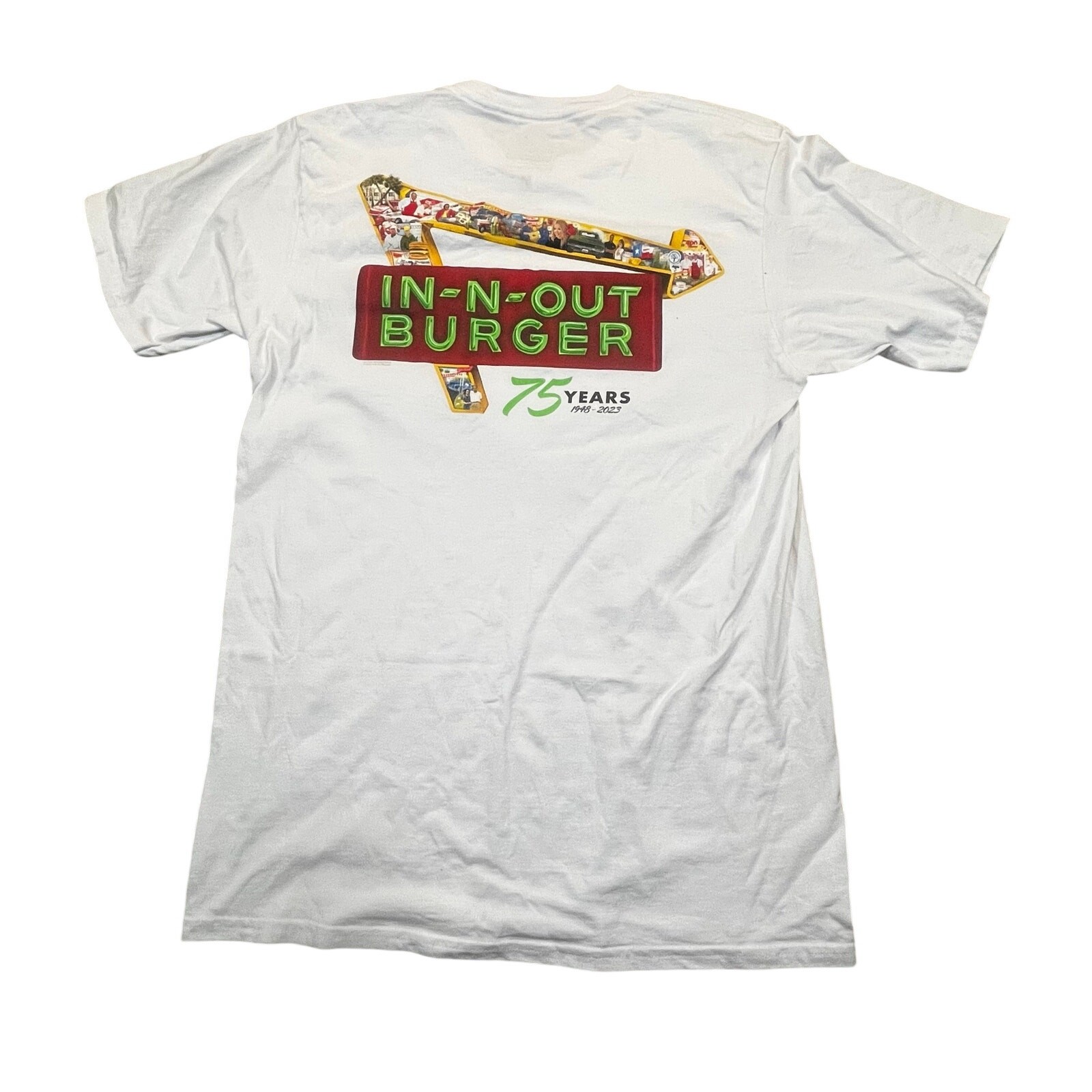 In N Out Burger 75 Years T Shirt Men Medium White Graphic Logo Anniversary Tee