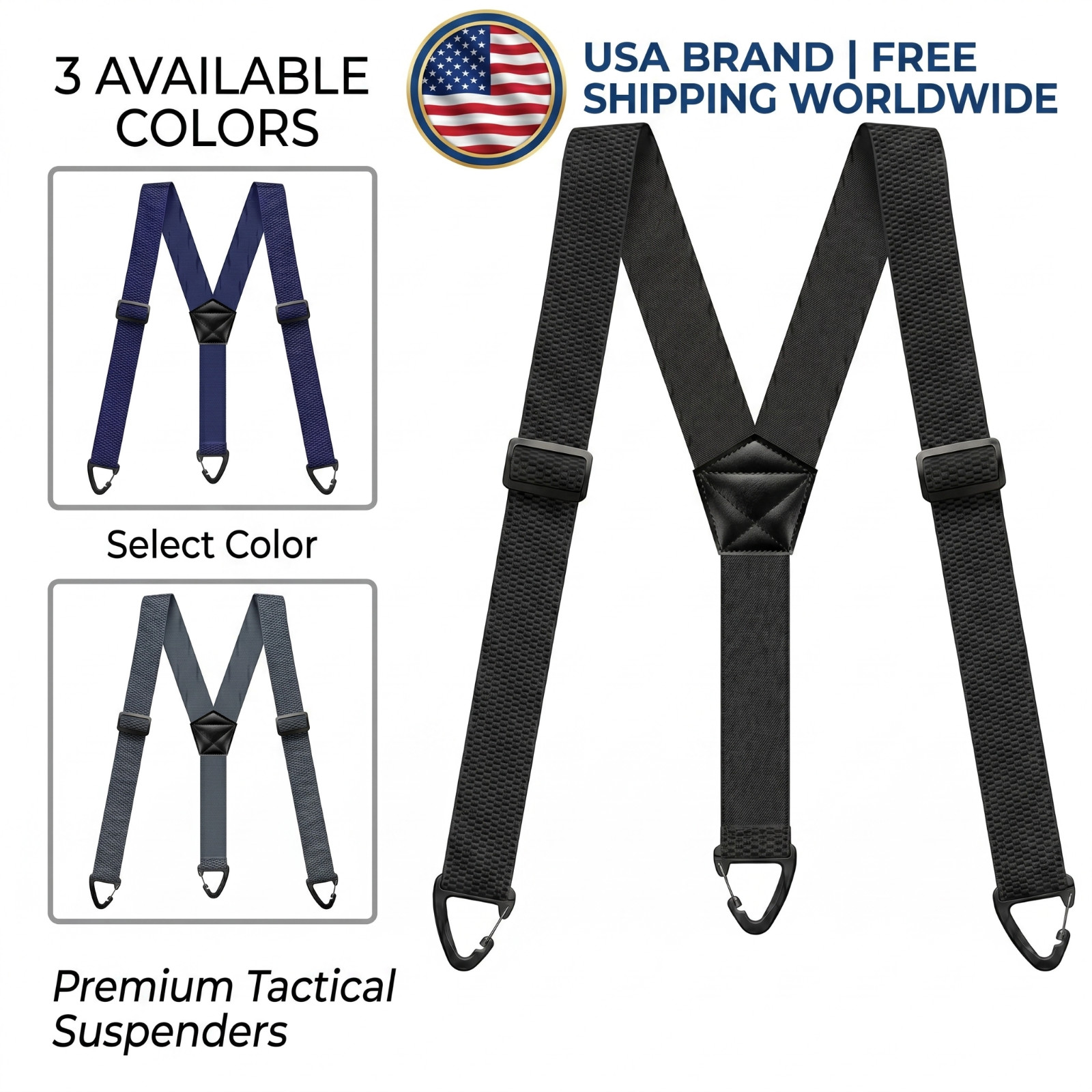 Heavy Duty Elastic Suspenders for Men Trouser Pants Braces Strap Work Belt US