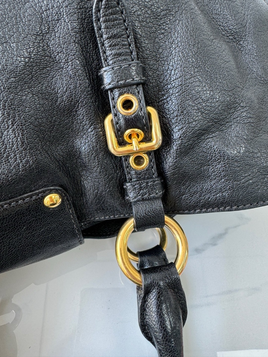 Miu Miu Pre-Owned Authentic Tote Black 34*15 Free Tracked Shipping