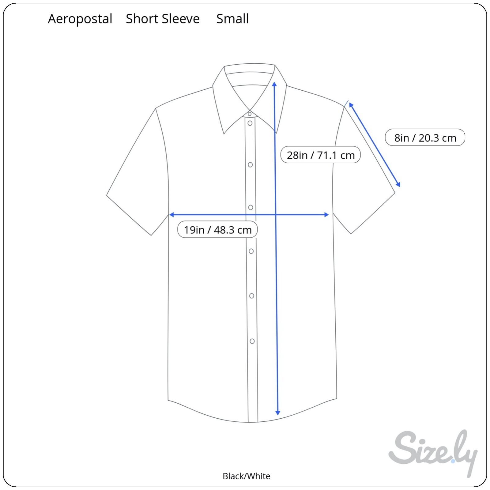 Aeropostal Mens Short Sleeve Dress Shirt Size small Black/White all cotton