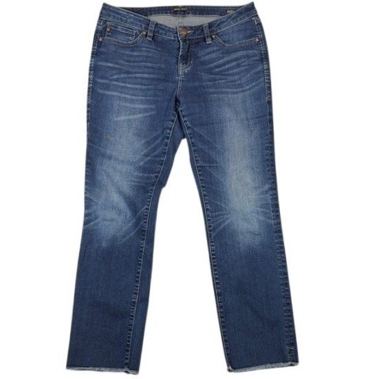 Dear John Playback Cuffs Straight Leg Jeans Womens 29 Dark Wash Raw Hem Blue
