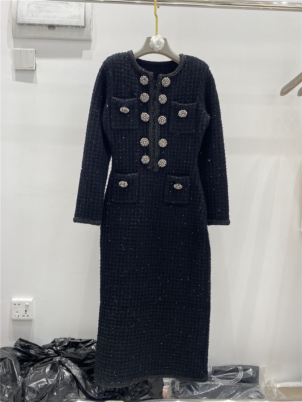 Self-Portrait Woman Slim-fit Long Sleeve Knitted Long Dress