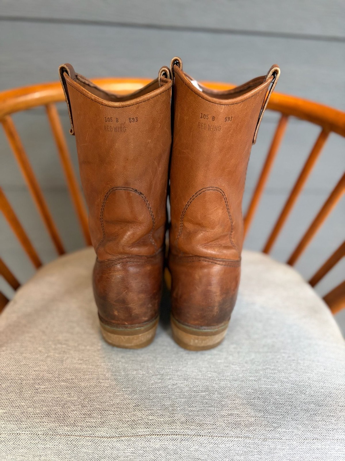 Red Wing Pecos Brown Leather Pull-On Western Work Boots Model 593