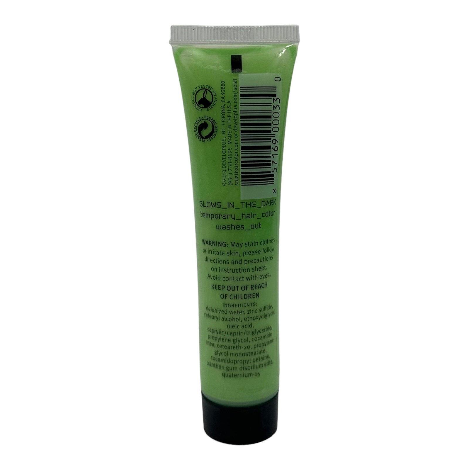 Splat Glow In The Dark Galactic Green Use On Hair & Body Temporary Wash Out