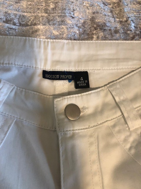 Size 4 wide leg Boston Proper White Crop Jeans Embroidered with stone accents