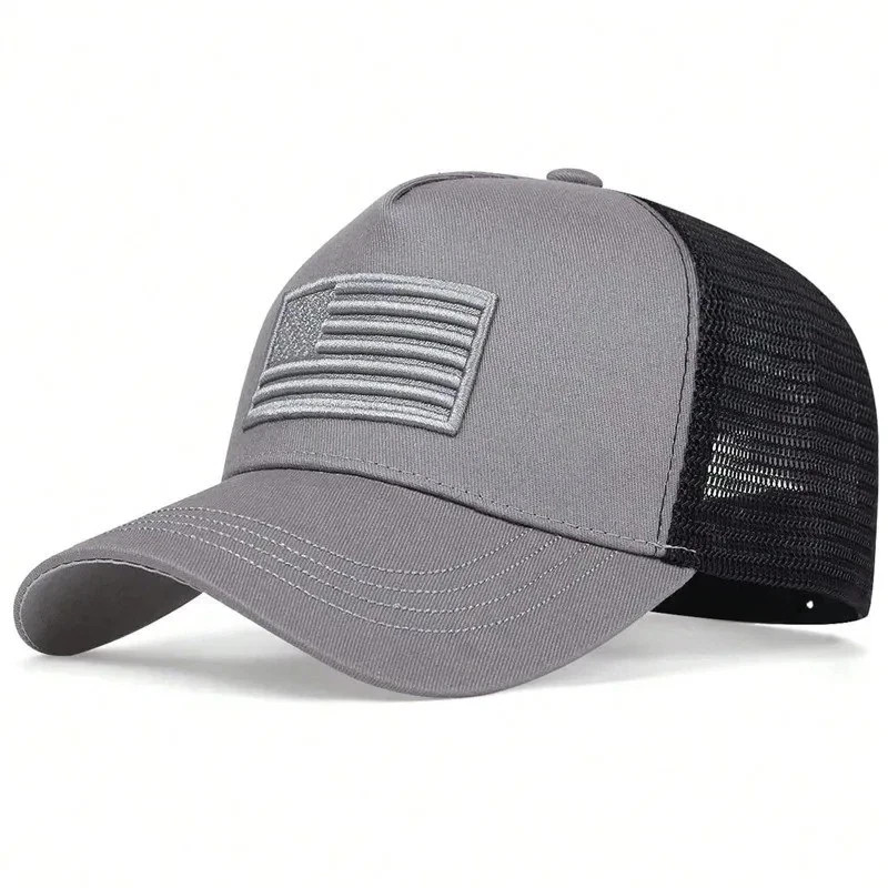 Army Green/Black American Flag Hat – Tactical Snap Back Trucker Baseball Cap
