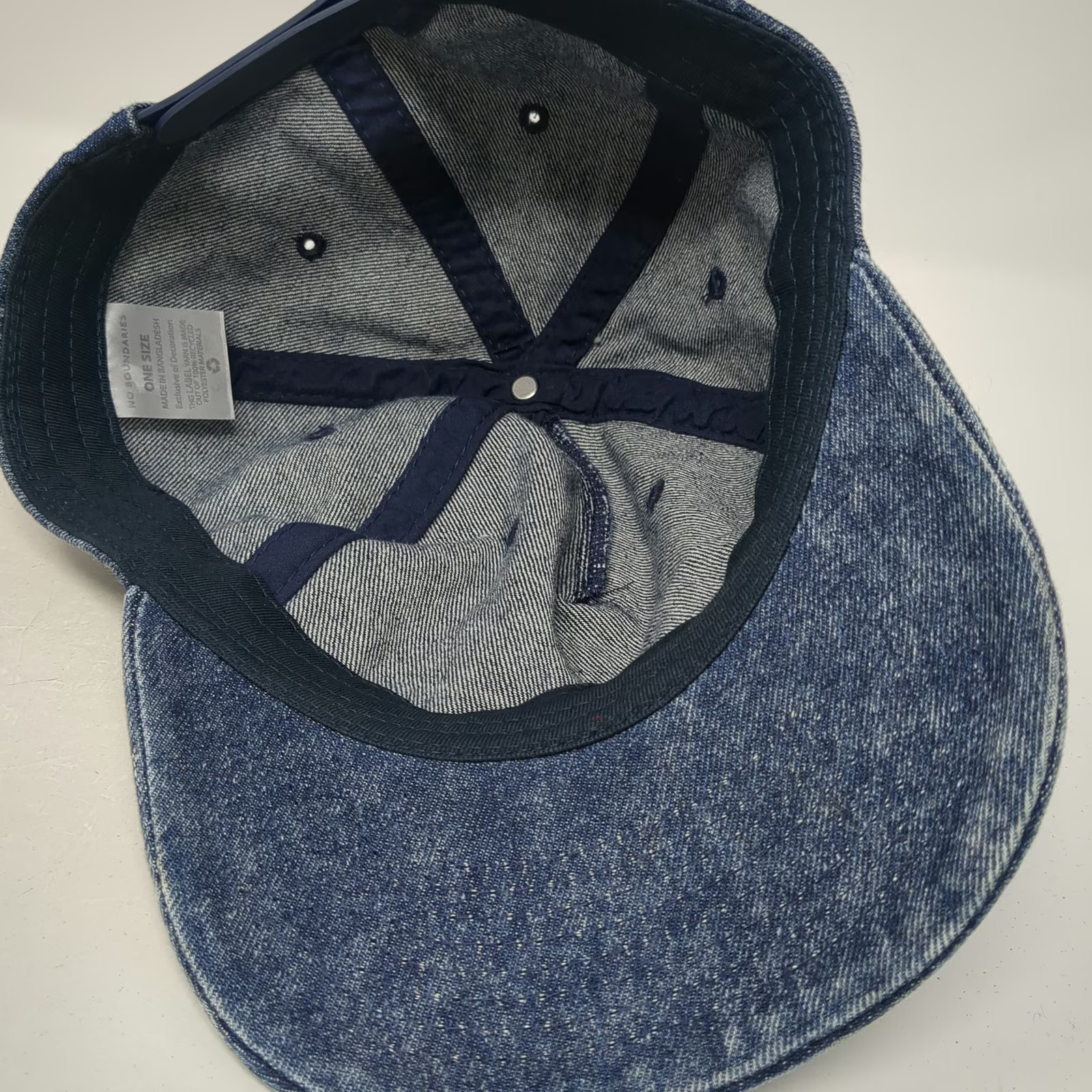 No Boundaries 5 Panel Blue One Size Acid Wash Denim Snapback Adjustable Cap Hat
