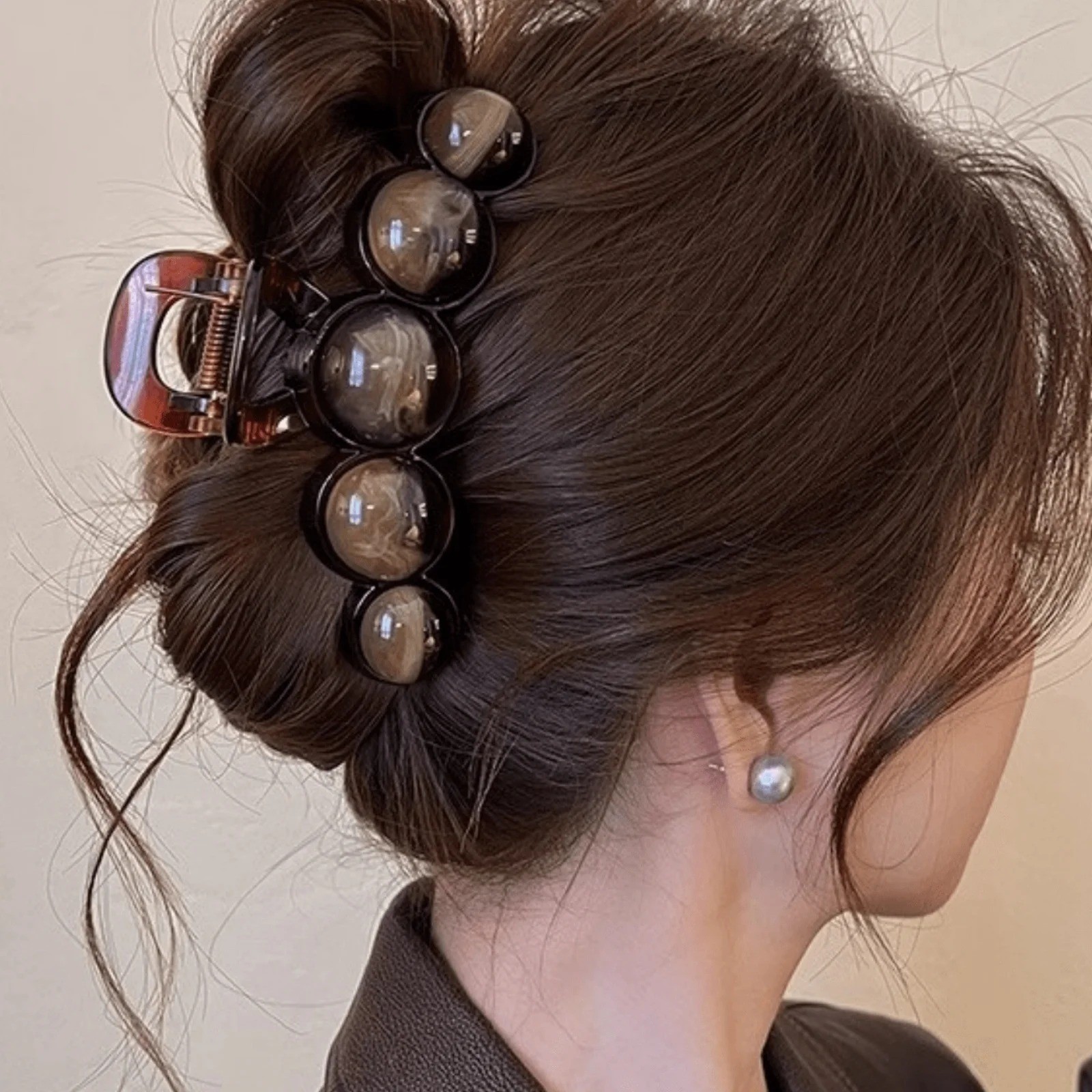 1pc Fashion Pearl Large Simple Elegant Acrylic Hair Claw Hairpin For Women’s
