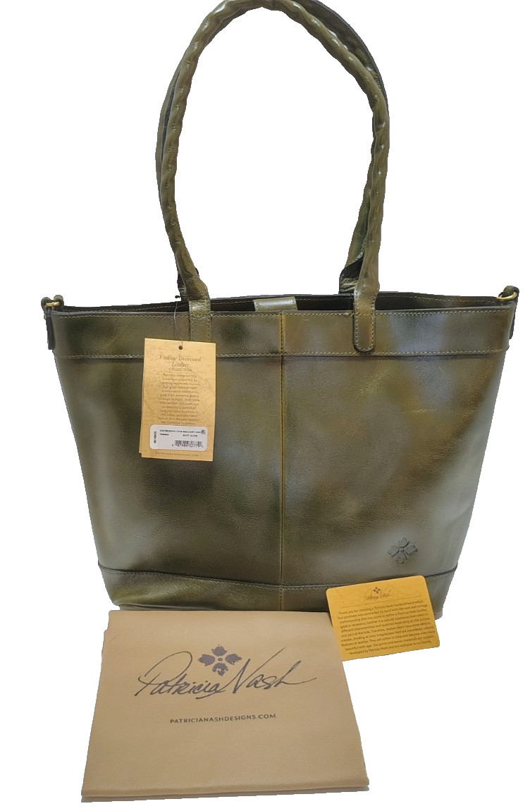 Patricia Nash Mallory Convertible Tote Soft Olive Leather Bag NWT MSRP $249 P996