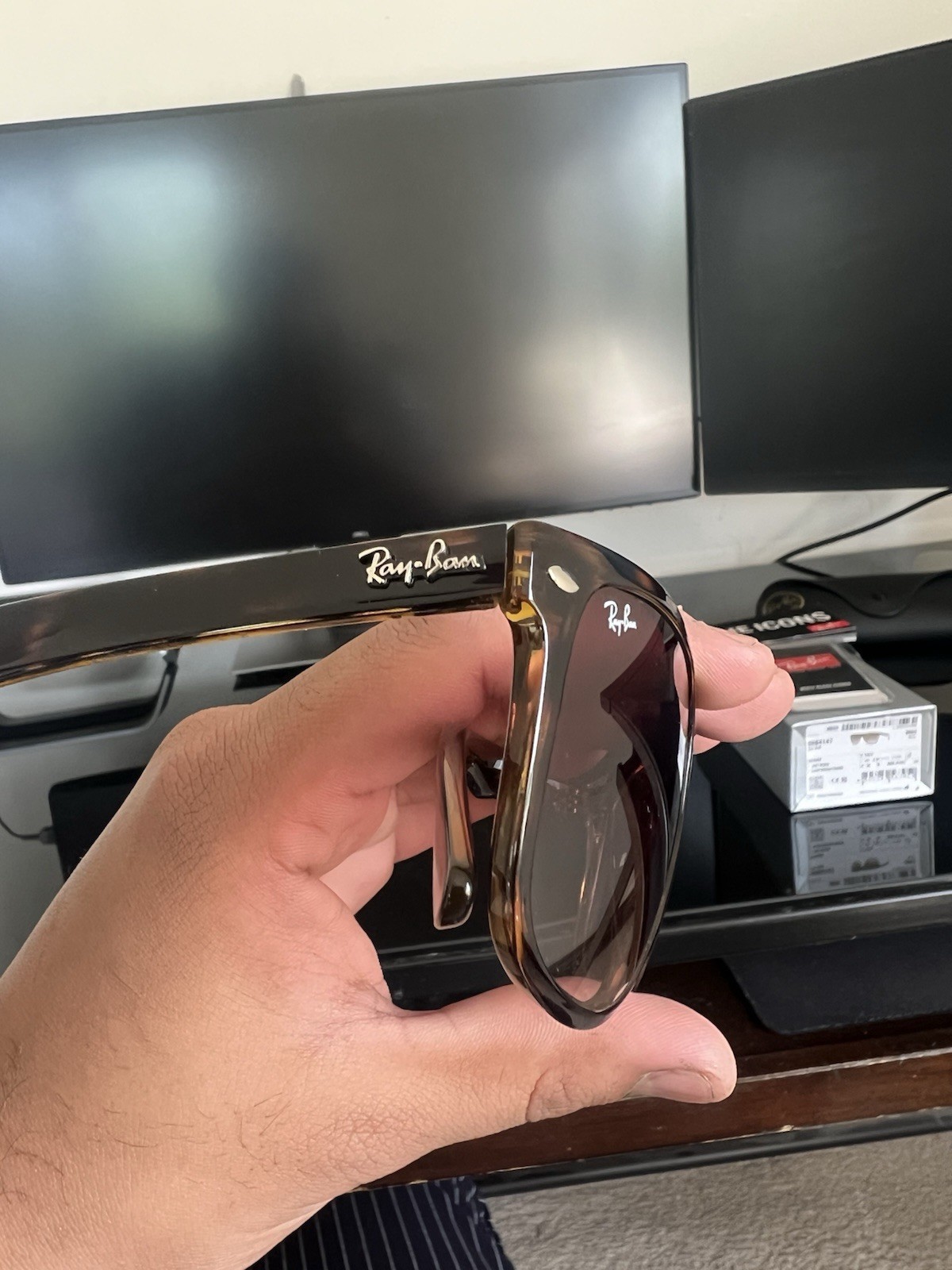 Ray-Ban Boyfriend RB4147 Light Havana, Brown Gradient Lens Size 60/15