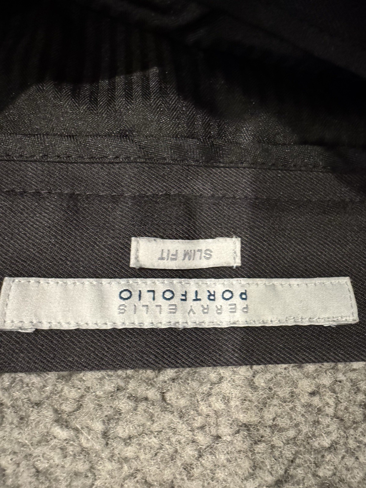 Perry Ellis Portfolio Men’s Black Twill Dress Pants Slim Fit Flat Front 34W