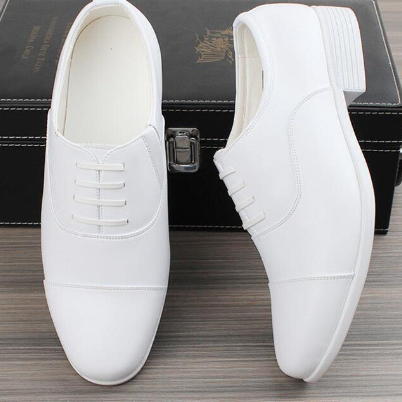 Mens White Shoes Cap Toe Wedding Groom Casual Business Oxford Dress Formal Shoes