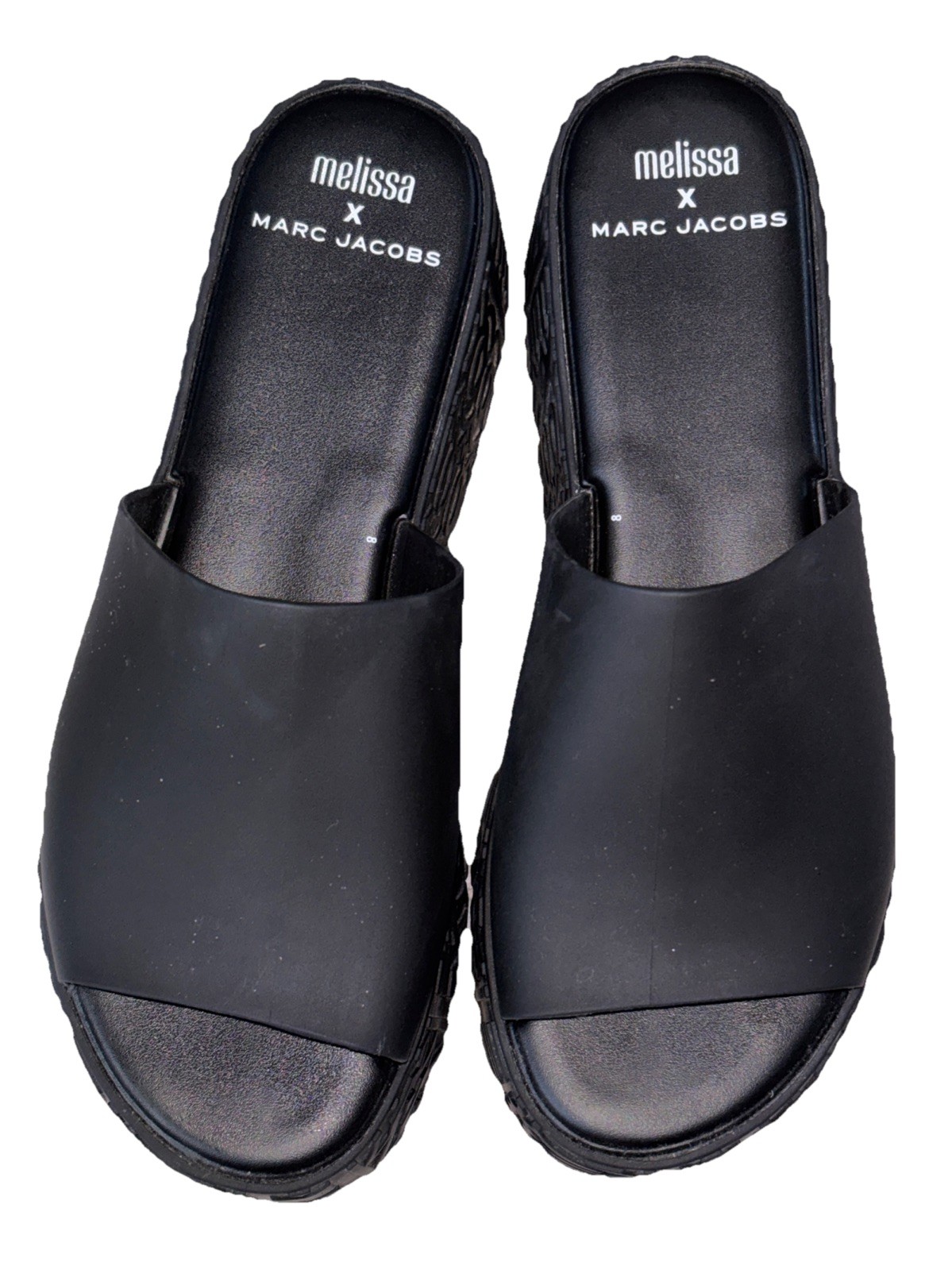 Melissa x Marc Jacobs Black Platform Sandals Becky Slides Women’s Size 8 EUC