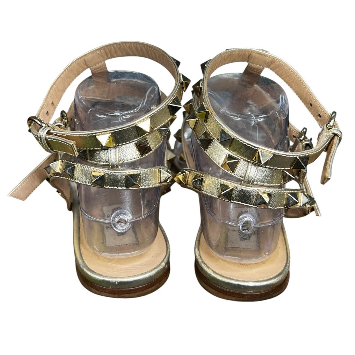 Valentino Garavani Women’s Rockstud Caged Gold Ankle Strap Sandal Size 40 US 9