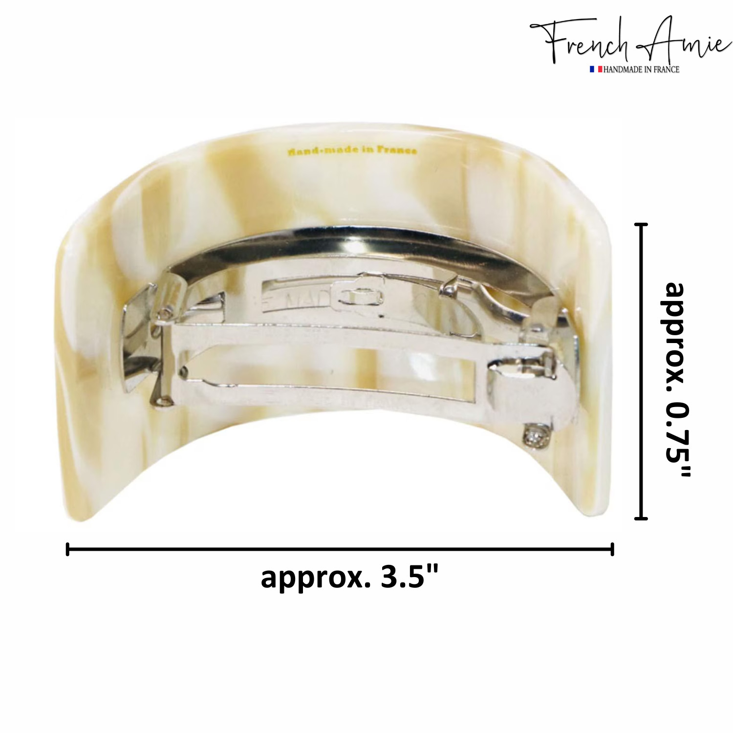 French Amie Half Circle 2 1/4″ Medium Ivory Curved Handmade Cellulose Hair Clip